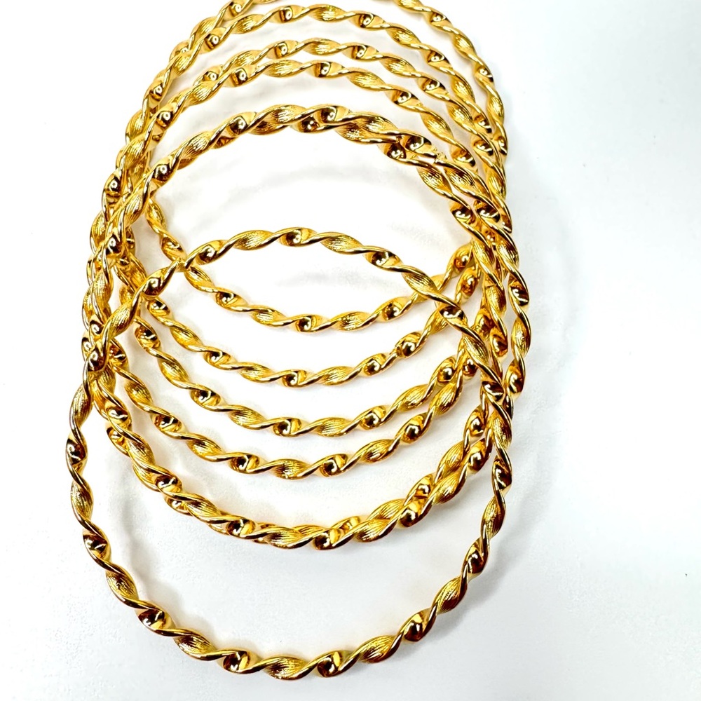 Elegant Gold-Tone Twisted Bangles